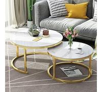 Glass Nesting Tables Set of 2 Round Metal Stacking Coffee Tables for Home Office Living Room Modern Lounge Decor