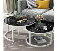 Glass Nesting Tables Set of 2 Round Metal Stacking Coffee Tables for Home Office Living Room Modern Lounge Decor