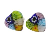 Glass Of Venice Millefiori Murano Glass Heart Stud Earrings