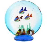 Glass Of Venice Murano Glass Aquarium with 3 Fish - Decorative Sculpture On A Base 2-1/4 Inch Tall for Home or Office Aquarium Gift Handmade in Venice, Italy