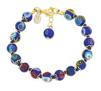 Glass Of Venice Murano Glass Bracelet Italian Millefiori Blue Mosaic Beads Handmade Blown Glass - Murano Glass Bracelets for Women