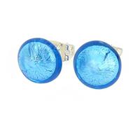 Glass Of Venice Murano Glass Button Stud Earrings - Aqua Blue