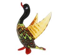 Glass Of Venice Murano Glass Duck Figurine Italian Blown Glass Black With Multicolor Decoration