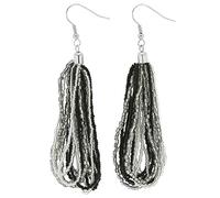 Glass Of Venice Murano Glass Gloriosa Seed Bead Earrings - Silver Grey and Black