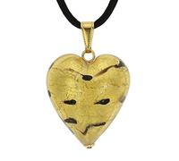 Glass Of Venice Murano Glass Heart Pendant - Spotted Gold