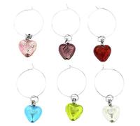 Glass Of Venice Murano Glass Heart Wine Glass Charms Set of 6