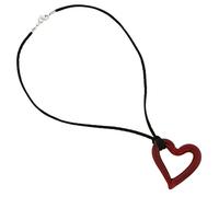 Glass Of Venice Murano Glass Italian Red Heart Pendant Necklace for Women 2-1/2 Inches - Handmade Blown Glass Heart Outline Necklace Made in Italy