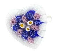 Glass Of Venice Murano Glass Millefiori Heart Ring - White