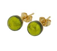 Glass Of Venice Murano Glass Tiny Stud Earrings - Herb Green