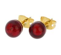 Glass Of Venice Murano Glass Tiny Stud Earrings - Ruby Red