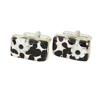 Glass Of Venice Murano Glass Venetian Classic Rectangular Cufflinks - Dark Purple Silver