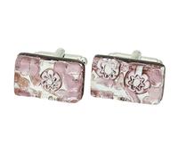 Glass Of Venice Murano Glass Venetian Classic Rectangular Cufflinks - Purple Silver