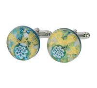 Glass Of Venice Murano Glass Venetian Classic Round Cufflinks - Aqua Gold