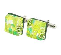 Glass Of Venice Murano Glass Venetian Classic Square Cufflinks - Green Silver