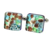 Glass Of Venice Murano Glass Venetian Classic Square Cufflinks - Silver Meadow