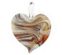 Glass Of Venice Murano Glass Venetian Marble Heart Pendant - Cognac