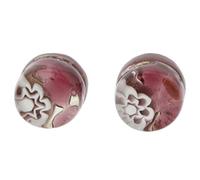 Glass Of Venice Murano Glass Venetian Reflections Round Stud Earrings - Purple Silver