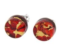 Glass Of Venice Murano Glass Venetian Reflections Round Stud Earrings - Red Gold