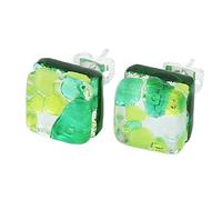 Glass Of Venice Murano Glass Venetian Reflections Square Stud Earrings - Green Silver