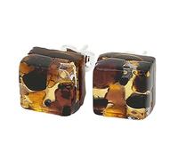 Glass Of Venice Murano Glass Venetian Reflections Square Stud Earrings - Topaz Gold