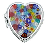 Glass Of Venice Murano Millefiori Heart Pill Box - Multicolor