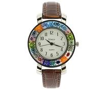Glass Of Venice Serena Murano Millefiori Watch with Leather Band - Brown