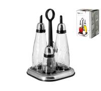 Glass Oil Dispenser 4 Pieces With Stand And Chrome Cap Crazystock Selection