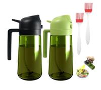 Glass Oil Spray Bottle, 2Pcs 2-in-1 Oil Sprayer for Cooking Air Fryer, 16oz/470ml Olive Oil Dispenser with Premium Nozzle, Kitchen Gadgets for BBQ, Salad (Green & Black)