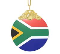 Glass Ornament with Gold Metal Clasp, Christmas Tree Decoration Glass Bauble, South African Flag Festive Xmas Decor