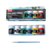 Glass Paints for Glass Painting, 6 Colours Glass Painting Kit with Glass Paint Pen, 25ml Non-toxic Paint for Glass Ceramic, Strong Covering Power for Glass, Crystal, Window and Wine Bottles