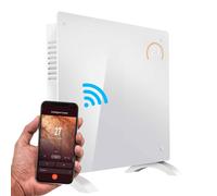 Baridi, Electric Glass Panel Heater, 1000W, Thermostat Controlled 24Hr 7 Day Timer, Wi-Fi Enabled, Remote Control, White - DH136