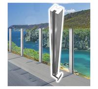 Glass Panel Railing System for Decks & Balconies, Adjustable 24"-60" High Square Metal Post Clamp, Ideal for Stairs, Lofts & Garages - Sleek Silver Design
