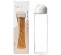 Glass Pasta Storage Container with Measuring Lid, 67 oz, 12 inch Tall, Airtight Food Canister with Dispenser Lid, Spaghetti Jar for Pantry, Heat-Resistant, Dustproof, Clear Glass Canister (White)