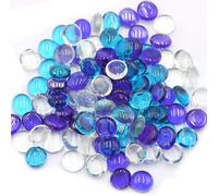 Glass Pebbles - 0.45KG Mixed Color Flat Marble Stones Beads, Artificial Crystal Gemstones Fire Clear Decorative Glass Beads for Vase Filler, Aquarium, Mosaic Tiles, Landscaping, Flowerpot(90-100PCS)