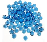 Glass Pebbles - 1.35KG Sea Blue Flat Marble Stones Beads, Artificial Crystal Gemstones Fire Clear Decorative Glass Beads for Vase Filler, Aquarium, Mosaic Tiles, Landscaping, Flowerpot(290PCS)