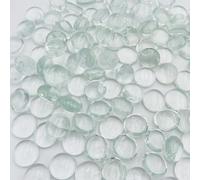Glass Pebbles - 1.9KG Transparent Flat Marble Stones Beads, Artificial Crystal Gemstones Fire Clear Decorative Glass Beads for Vase Filler, Aquarium, Mosaic Tiles, Landscaping, Flowerpot(410-420PCS)