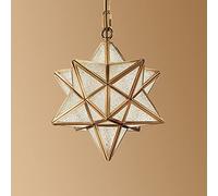 Glass Pendant Light Fixture Creative Five-Pointed Star Brass Ceiling chandelier 1-Light Frosted Glass Lampshade for Decoration Lighting in Living Room and Dining Room