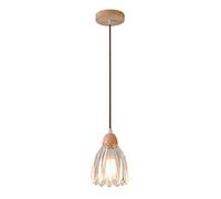 Glass Pendant Light Fixture with Solid Wood Ceiling Hanging for Kitchen Island, Living Room, Bedroom, Modern Chandelier Lighting, Simple Design