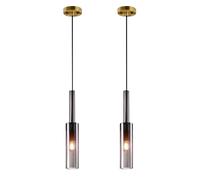 Glass Pendant Light Kitchen Island Hanging Lamp d Metal Drop Ceiling Lighting Fixture Single Head Suspension Lights E27 Mini Chaners for Bedroom Living Room Restaurant (2light)
