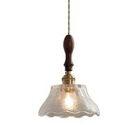Glass Pendant Light Mid Century Vintage Glass Droplight Creative Walnut Ceiling Fitting Hanging Lighting E27 Lamp Holder