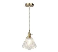Glass Pendant Light with Adjustable Diamond-Shaped Shade, Transparent Ceiling Pendant Lamp, E27 Hanging Lighting for Living Room, Kitchen, Loft, and Dining Room