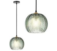 Glass Pendant Lighting Modern Pendant Lights for Kitchen Island, Green Glass Farmhouse Style Hanging Light, Adjustable Cord Ceiling Light Fixture for Bedside Dining Room Hallway Sink, 9.8in (1 Pack)