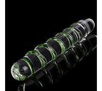 Glass Penis Pleasure Wand, Crystal Dildo with Swirl Texture, Anal Butt Plug for G-spot Stimulation