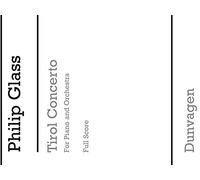 Glass Philip - Tirol Concerto (Vocal Score)