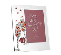 Glass Photo Frame / Gem Champagne Flutes / Mirror Letters - Anniversary Engaged