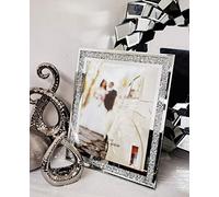 GLASS PHOTO FRAME JEWEL MIRROR SILVER LOOSE DIAMANTE NEW CRYSTAL DECOR MIRROR PHOTO FRAME SPARKLE GIFT WEDDING FRIENDS FOR DESK (4 x 6 inches)
