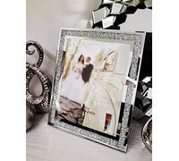 GLASS PHOTO FRAME JEWEL MIRROR SILVER LOOSE DIAMANTE NEW CRYSTAL DECOR MIRROR PHOTO FRAME SPARKLE GIFT WEDDING FRIENDS FOR DESK (5 x 7 inches)