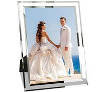 Glass Photo Frames 10x8, Crushed Diamond Sparkly Picture Frames, Silver Mirror Photo Frames for Wedding, Home Decor, Tabletop Display