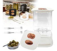 Glass Pickle Jar with Strainer Flip, 1000ml Pickle Olives Jar Container, Leak-proof Juice Separator Container for Kitchen Storage, Fermentation, Pickling and Food Preservation (White)