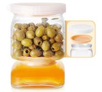 Glass Pickle Jar with Strainer Flip, 46 FL OZ Pickle Container with Double Leak-proof Lid, Pickle Flip Jar for Olives, Pickles, Gherkins, Jalapeños, Garlic, Beets & More - Dishwasher Safe